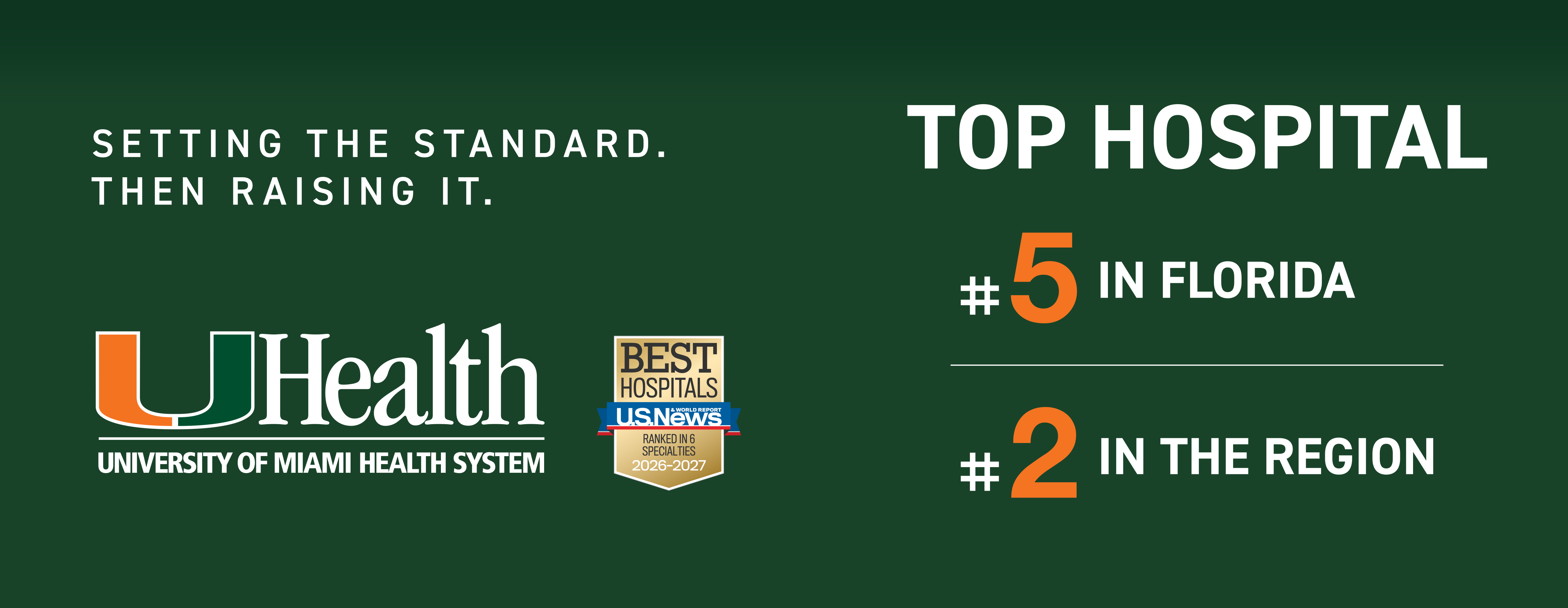 Setting the standar. Then raising it. UHealth System is a top 5 health system in Florida.