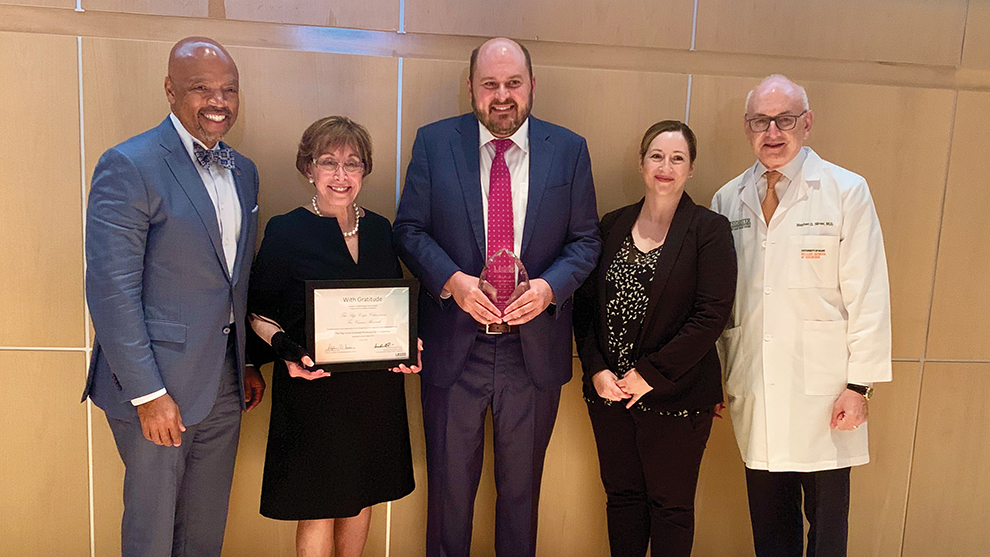 From left, Henri R. Ford, M.D., Linda Moses, Justin Watts, M.D., Sara Iobst, M.D., and Stephen D. Nimer, M.D.