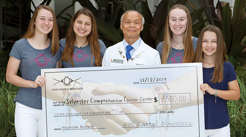 Megan Keller, Olivia Bacardi, Lynn G. Feun, M.D., Attie Crews, and Callie Crews.