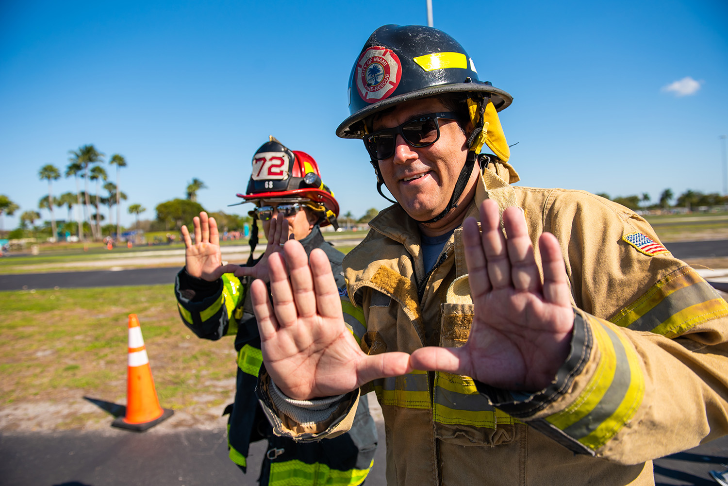Firefighters walking 5K in Bunker Gear