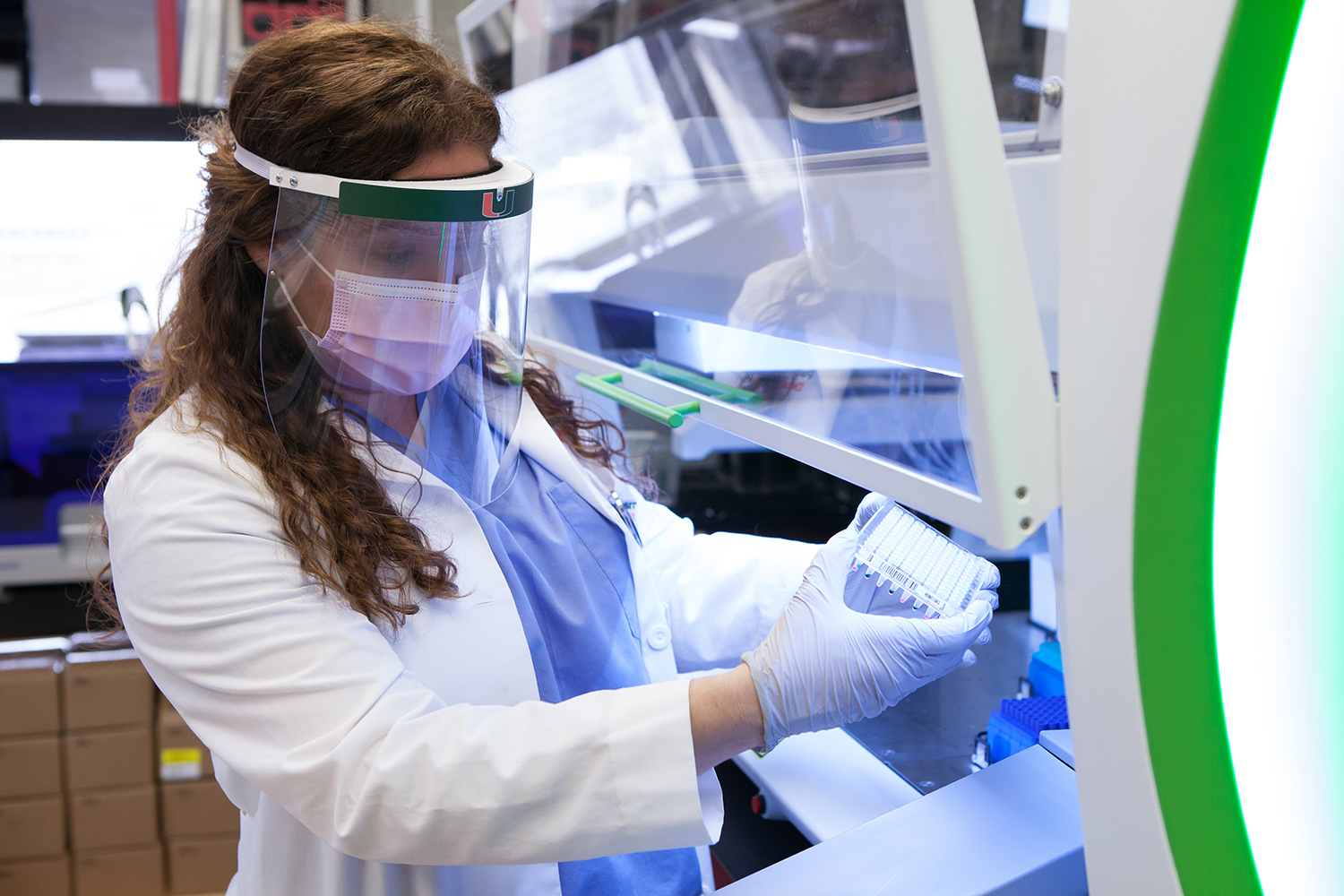 Physician works in the COVID lab