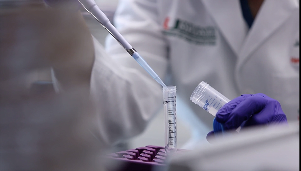 Researcher working in a lab at Sylvester Comprehensive Cancer Center