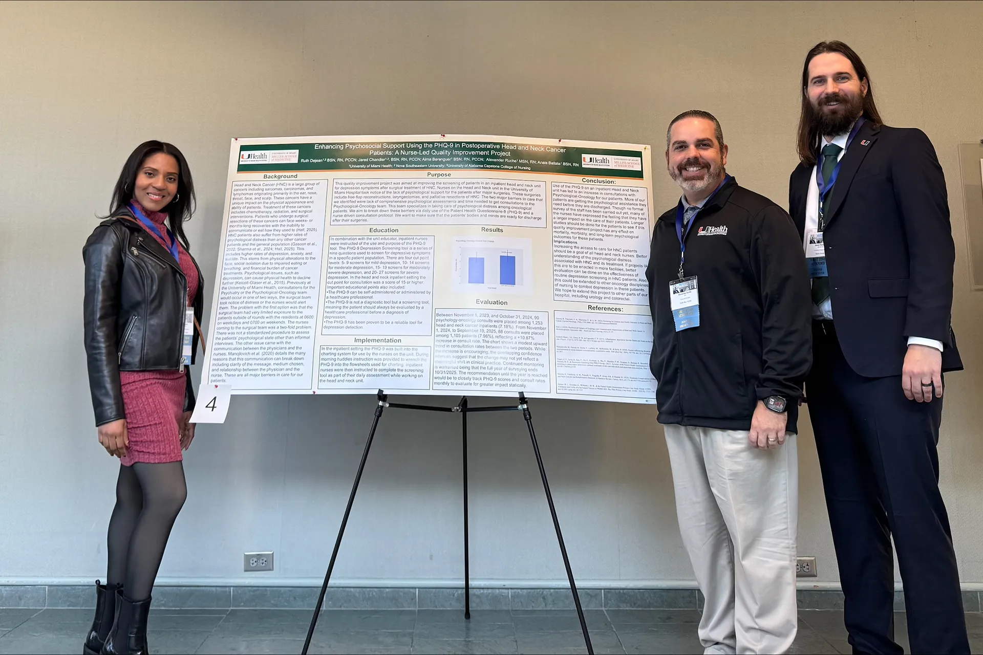 Nurses pose with a research poster at UHealth event