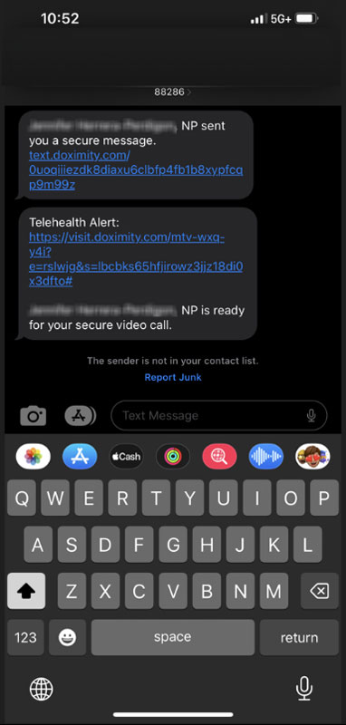 Doximity text message