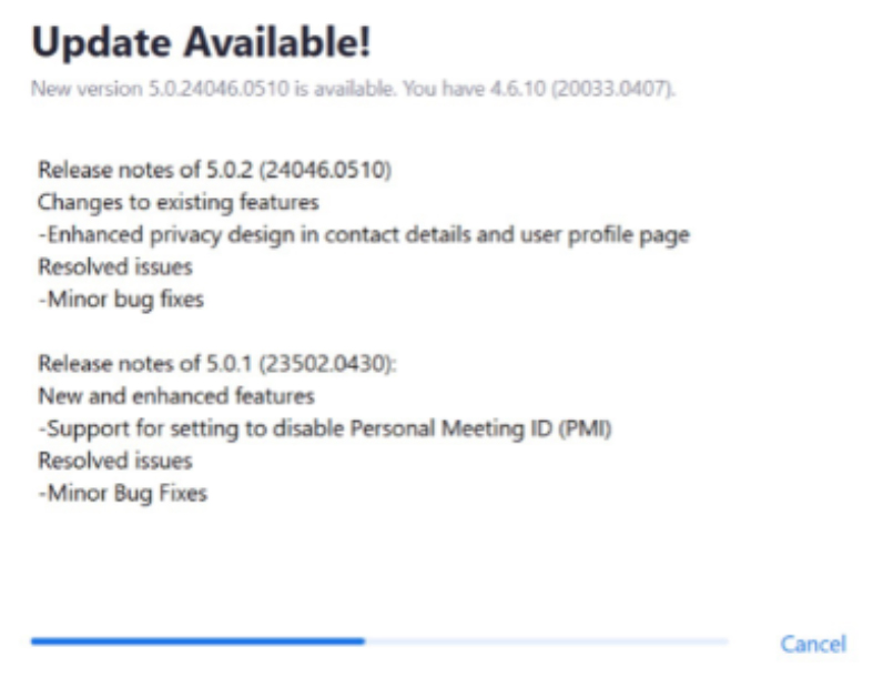 Zoom Update