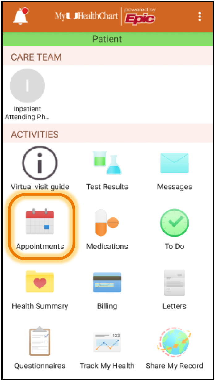 UChart Home Screen